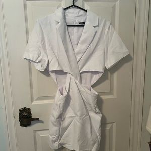 White twist front dress